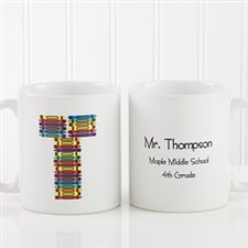 Personalized Coffee Mugs for Teachers - Crayon Letter - 10034