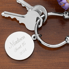 Engraved Silver Plated Keychain - Town  Country - 1159