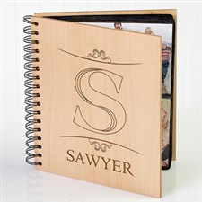 Personalized Photo Albums - Engraved Wood Monogram - 11955