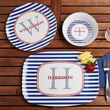 Personalized Melamine Dishes - Nautical Design - 12823D