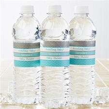 Personalized Water Bottle Labels - Baby Shower Chevron - 13670