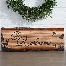 Personalized Rustic Wood Plaque - Hunters Hideaway - 13761