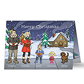 Personalized Christmas Cards - Caroling Family Characters - 16102