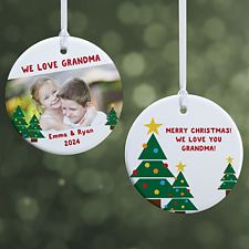Personalized Christmas Photo Ornament - Holiday Hugs  Kisses - 16298