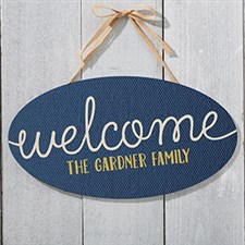 Personalized Oval Wood Sign - Home Greetings - 16346