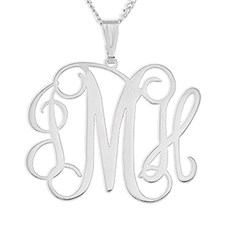 Personalized Sterling Silver Necklace - Three Initial Monogram - 16556D