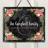 Personalized Welcome Sign Slate Plaque - Posh Floral - 16635