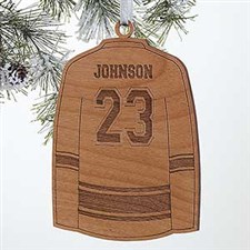 Personalized Sports Christmas Ornaments - Hockey Jersey - Wood - 16664