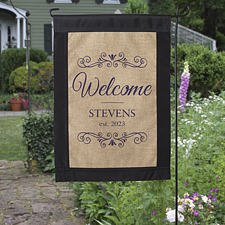 Personalized Welcome Burlap Garden Flag - 17016