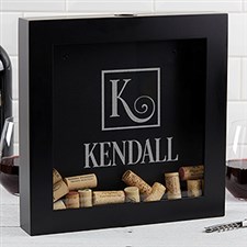 Personalized Wine Cork Shadow Box - Square Monogram - 17020