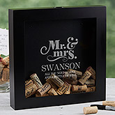 Personalized Wedding Wine Cork Shadow Box - The Happy Couple - 17024