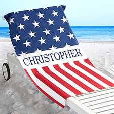 Personalized All American Beach Towel - Red, White and Blue - 17492