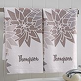 Personalized Family Flowers Hand Towel Set - Mod Floral - 17527