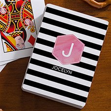 Personalized Womens Playing Cards - Modern Stripe - 17950