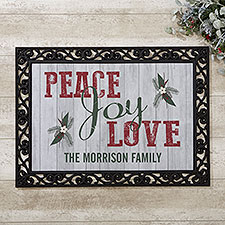 Personalized Peace, Love, Joy Doormats - 17965