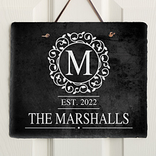 Personalized Slate Plaque - Monogram Circle  Vine - 18277