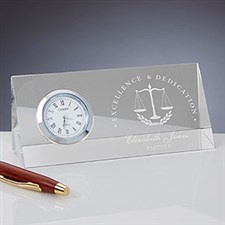 Personalized Crystal Desk Clock - Law Professional - 18786