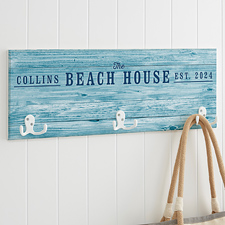 Personalized Wood Sign Coat Rack - Coastal Home - 19106