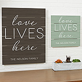 Love Lives Here Art - Personalized Wood Plank Signs - 19169