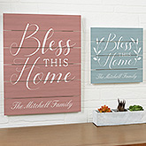 Bless This House Personalized Wood Plank Signs - 19171