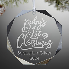 Babys First Christmas Engraved Glass Ornament,Babys First Christmas Engraved Glass Ornament - 19487