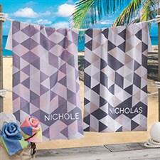 His  Hers Geometric Personalized Beach Towels - 20125