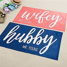 Wifey  Hubby Personalized Beach Towels - 20135