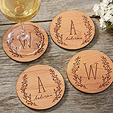 Personalized Wood Coasters - Farmhouse Floral - 20400