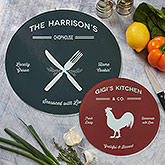 Personalized Round Glass Cutting Boards - Farmhouse Kitchen - 20469