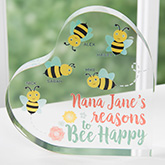 Bee Happy Personalized Glass Heart Keepsake - 20937