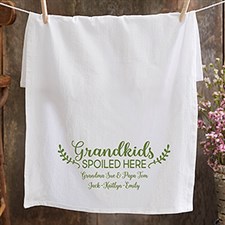 Personalized Tea Towel - Grandkids Spoiled Here - 21369