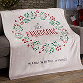 Christmas Wreath Personalized Blankets - 21531