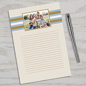 Classy Stripes Personalized One Photo Notepad - 11222-O