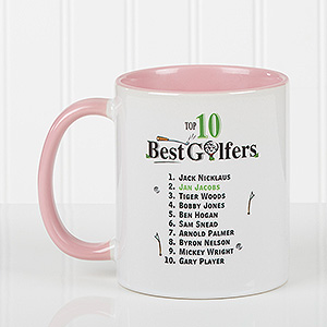 Top 10 Golfers Personalized Coffee Mug 11oz.- Pink - 11658-P