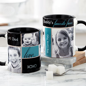 Photo Personalized Black Handle Coffee Mugs - Favorite Faces - 12739-B