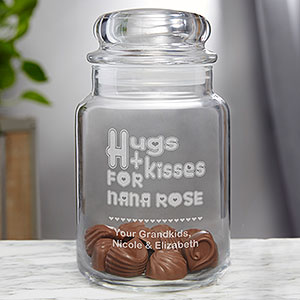 Hugs  Kisses Engraved Candy Jar - 1348-N