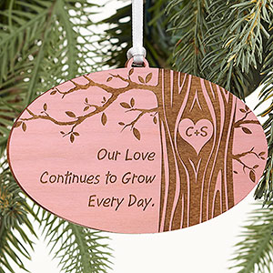 Carved In Love Personalized Ornament- Pink Stain - 13790-P