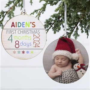Babys 1st Christmas Personalized Age Ornament-3.75 Wood - 2 Sided - 13825-2W