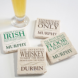 Irish Quotes Personalized Tumbled Stone Coaster Set - 14053