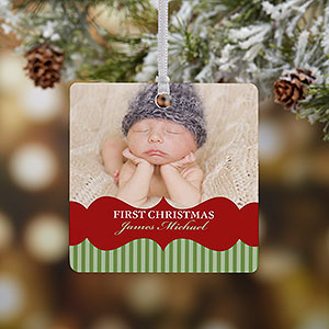 Classic Holiday Personalized Photo Ornament - 2.75 Metal - 1 Sided - 15248-1M