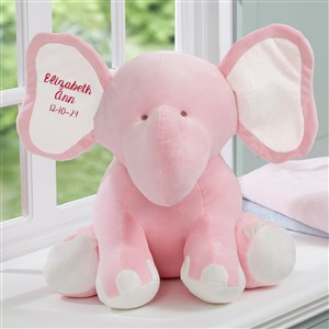 Embroidered Jumbo Plush Baby Elephant - Pink - 15643-P
