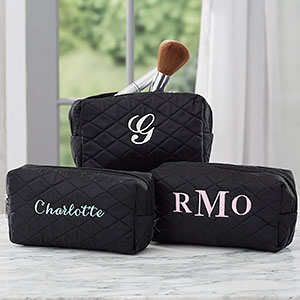 Embroidered Quilted Cosmetic Bag - 16130-N