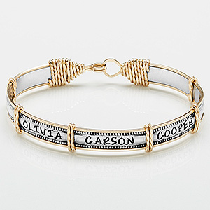 14K Gold Two-Tone Beaded Personalized Family Bracelet - 16542D