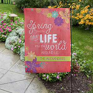 Spring Flowers Personalized Garden Flag - 16566