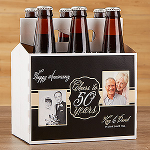 Personalized Anniversary Beer Bottle Carrier - Cheers To Then  Now - 16901-C