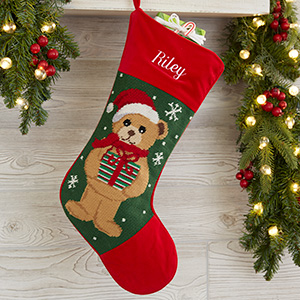 Personalized Needlepoint Christmas Stockings - Teddy Bear - 17317-TB