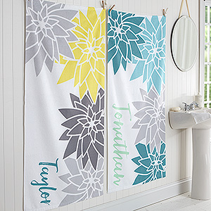 Mod Floral Personalized 30x60 Bath Towel - 17456