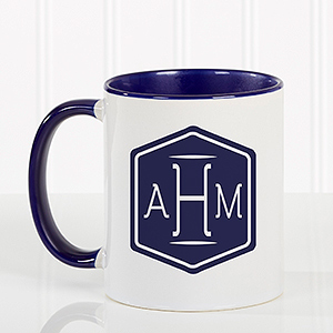 Classic Monogram Personalized Coffee Mug 11 oz.- Blue - 17572-BL