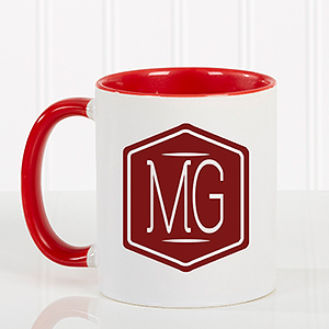 Classic Monogram Personalized Coffee Mug 11 oz.- Red - 17572-R