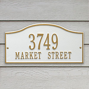 Rolling Hills Personalized Aluminum Address Plaque - White  Gold - 18036D-WG